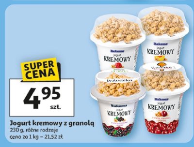 Jogurt kremowy z granoląBakoma różne rodzaje promocja w Auchan