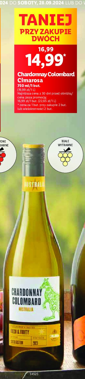 Wino CHARDONNAY COLOMBARD AUSTRALIA promocja w Lidl