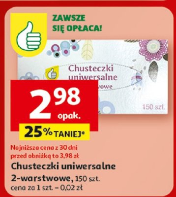 Chusteczki uniwersalne 2-warstwowe, 150 szt. promocja w Auchan
