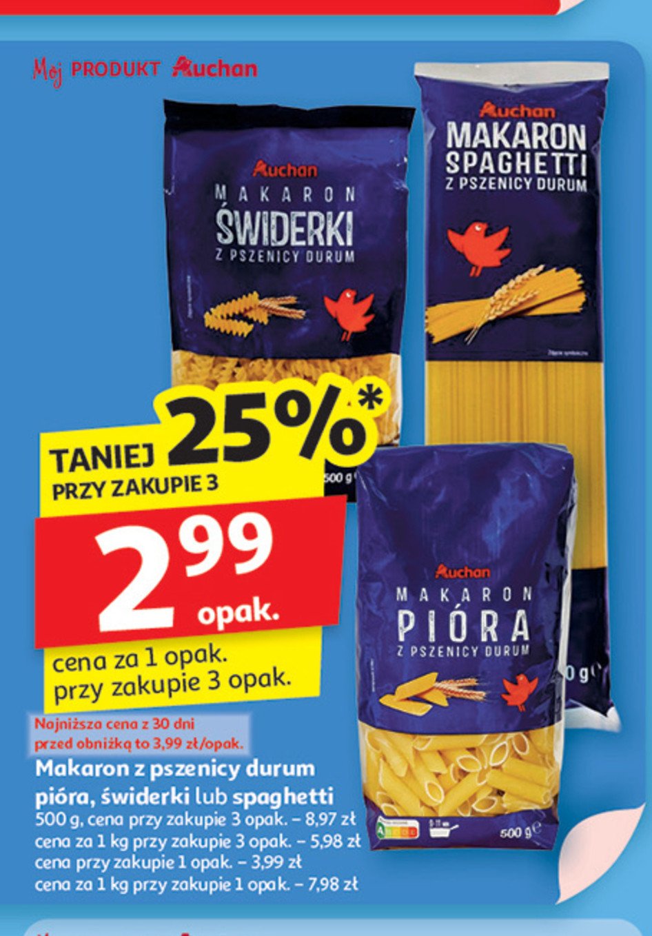 Makaron świderki Auchan promocja w Auchan