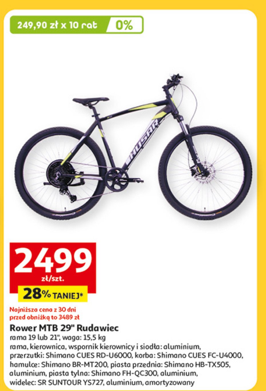 Rower mtb rudawiec 29'' promocja w Auchan