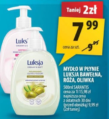 Mydło w płynie Luksja Bawełna, Róża, Oliwka promocja w Arhelan