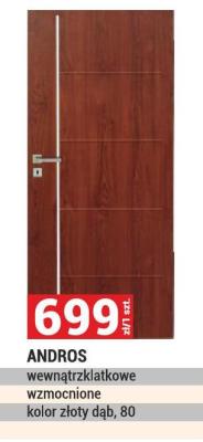 Drzwi ANDROS wewnątrzklatowe wzmocnione kolor złoty dąb, 80 promocja w Merkury Market