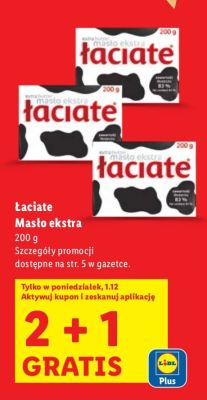 Masło Łaciate Masło ekstra 2+1 promocja w Lidl