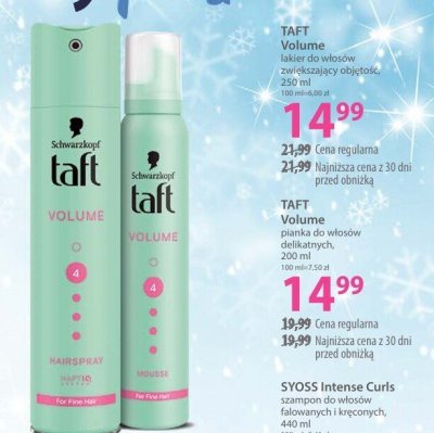 Lakier TAFT Volume lakier do włosów zwiększający objętość 250 ml promocja w Hebe
