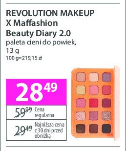 Paleta cieni do powiek my beauty diary REVOLUTION MAKEUP X MAFFASHION promocja