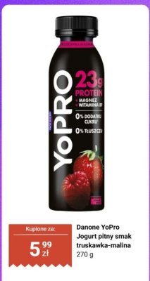 Jogurt pitny YoPro smak truskawka-malina promocja w Biedronka