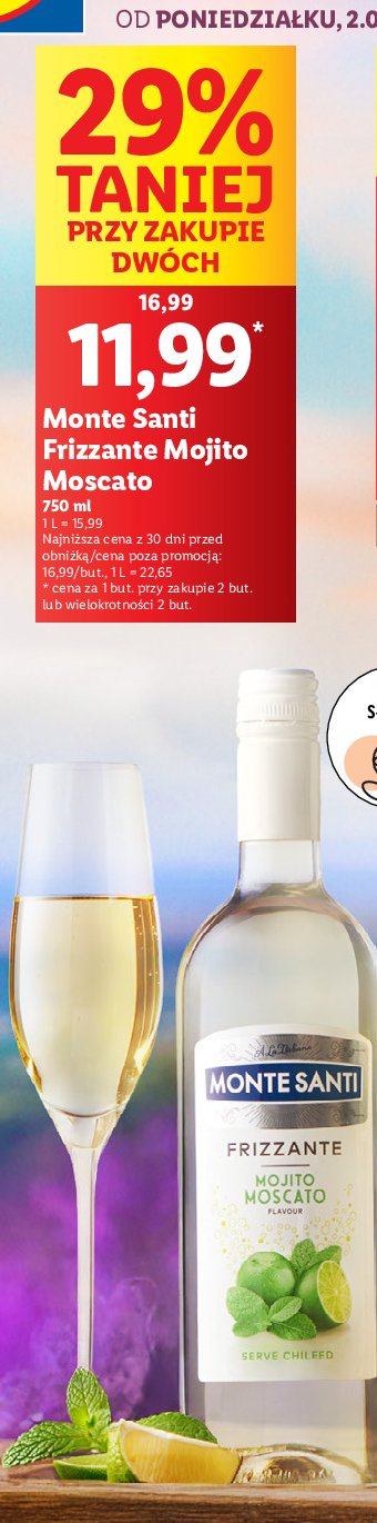 Wino Monte santi frizzante mojito promocja w Lidl