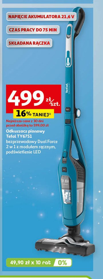 Odkurzacz pionowy ty6751 Tefal promocja