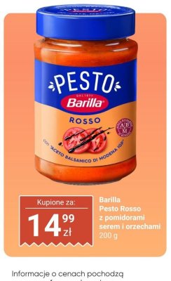 Pesto Rosso z pomidorami serem i orzechami Barilla promocja w Biedronka