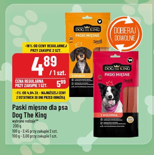 Paski mięsne z drobiem Dog the king promocja