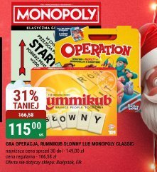 Gra Operacja, Rummikub Clowny lub Monopoly Classic promocja w bi1