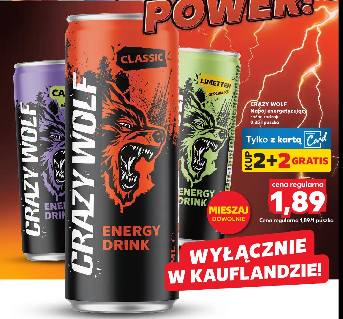 Napój energetyczny cassis taste Crazywolf promocja