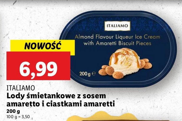 Lody z ciastkami amaretto Italiamo promocja