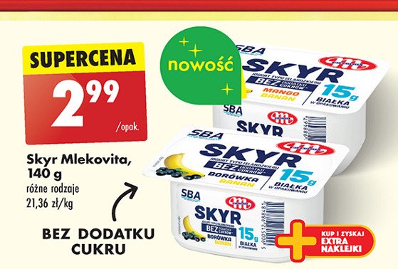 Jogurt mango-banan Mlekovita sba skyr promocja