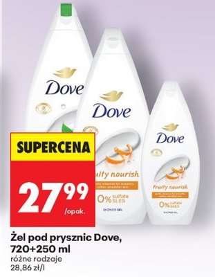Żel pod prysznic Dove, 720+250 ml, różne rodzaje promocja w Biedronka