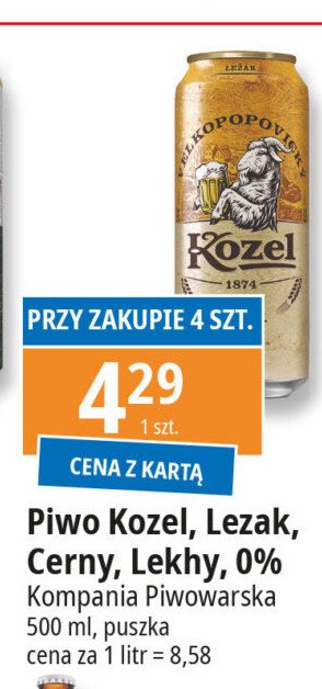 Piwo Kozel 0% promocja w Leclerc