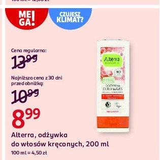 Od偶ywka do w艂os贸w kr臋conych bio macadamia Alterra promocja