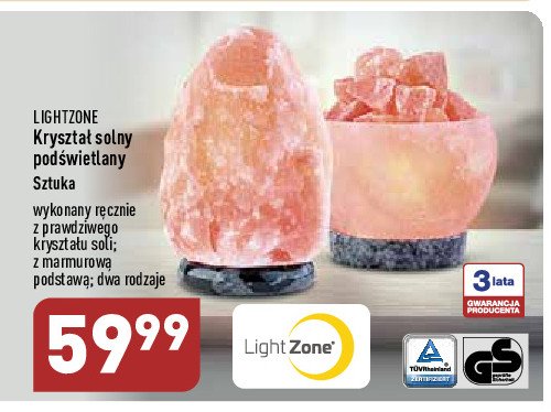 Kryształ solny podświetlany Light zone promocja