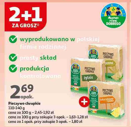 Pieczywo chrupkie kukurydziano-ryżowe Auchan pewni dobrego promocja