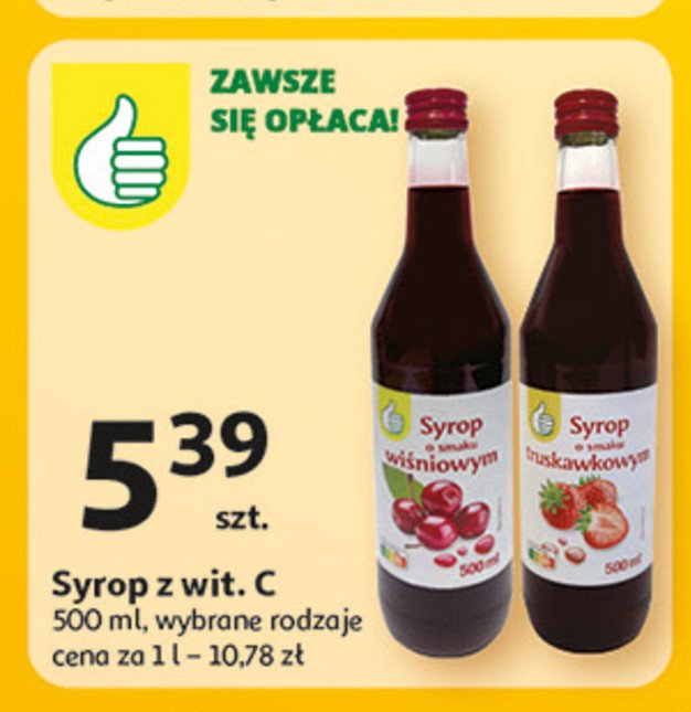 Syrop o smaku wiśniowym Podniesiony kciuk promocja w Auchan