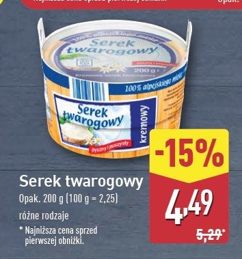 Serek twarogowy kremowy promocja w Aldi