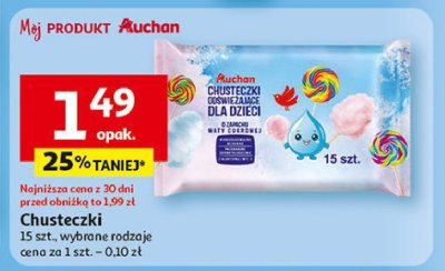 Chusteczki odświeżające wata cukrowa Auchan różnorodne (logo czerwone) promocja