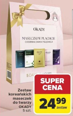 Zestaw koreańskich maseczek do twarzy OKADY 5 szt. promocja w Carrefour