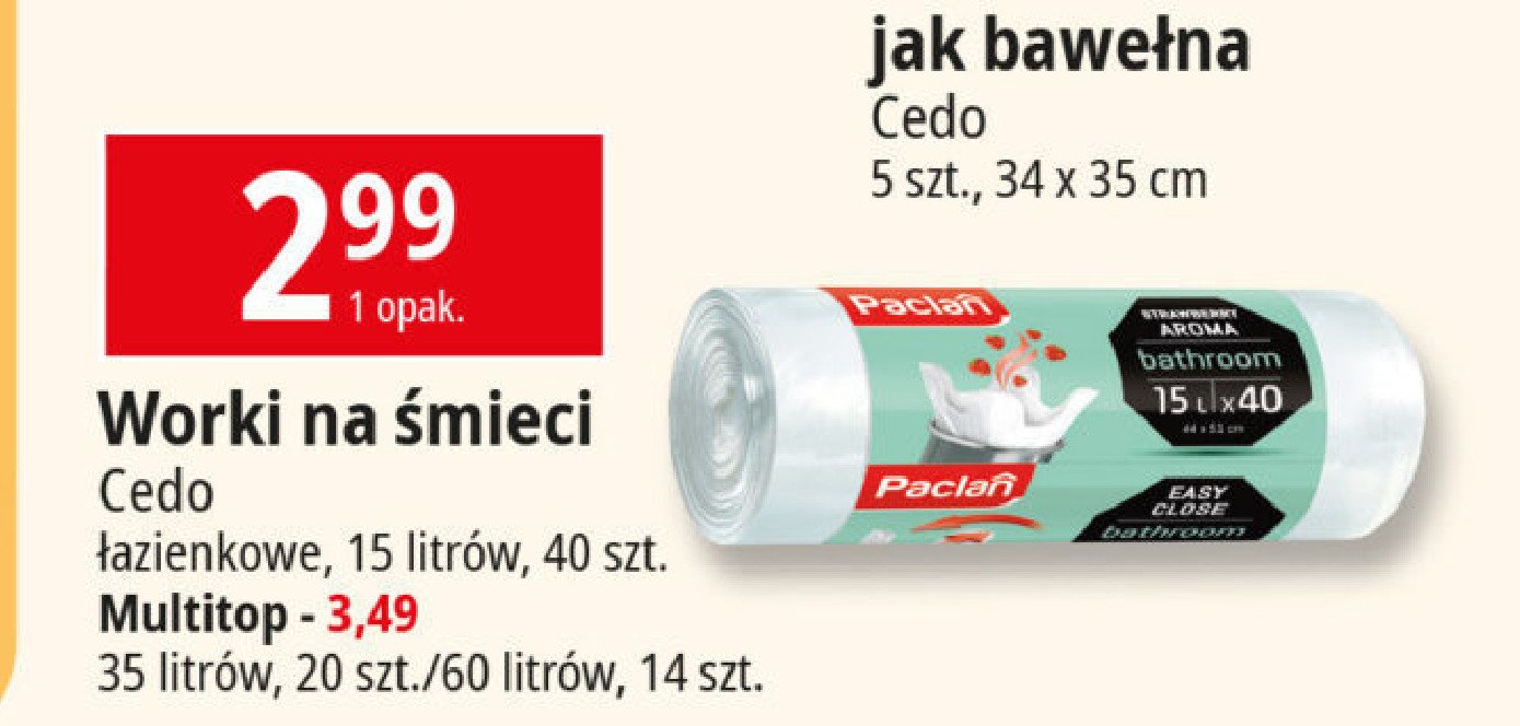 Worki na śmieci zapachowe 60 l Paclan multitop promocja