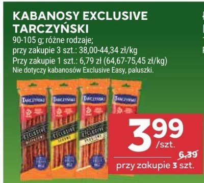 Kabanosy Exclusive Tarczyński różne rodzaje promocja w Stokrotka