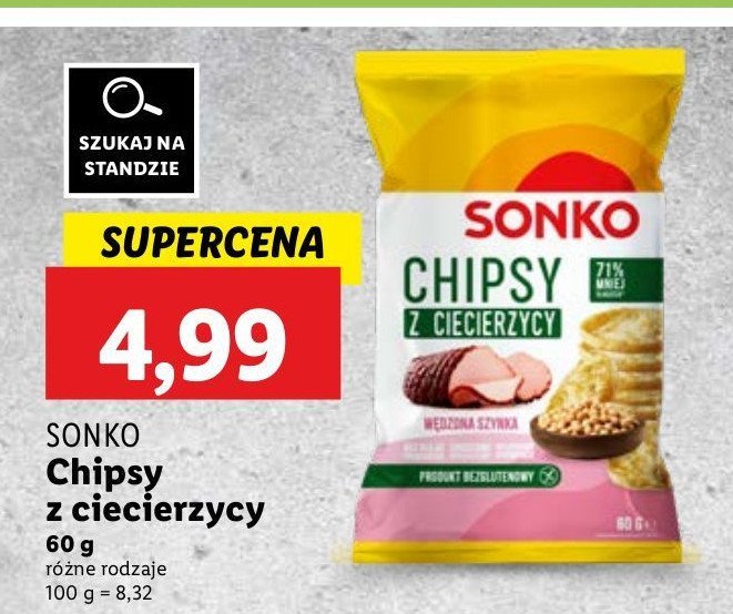 Chipsy z ciecierzycy wędzona szynka Sonko promocja w Lidl