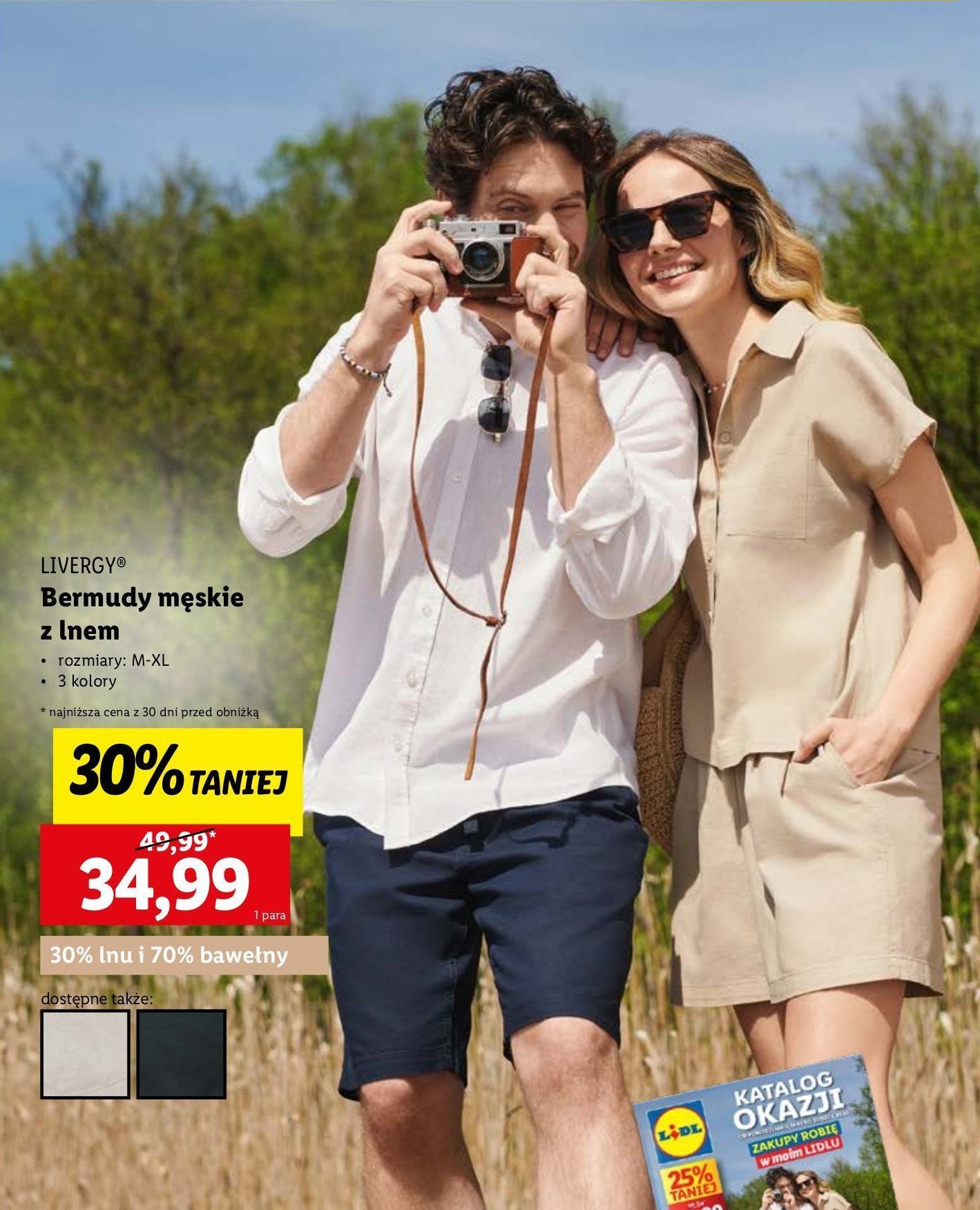 Bermudy m臋skie z bawe艂n膮 m-xl Livergy promocja