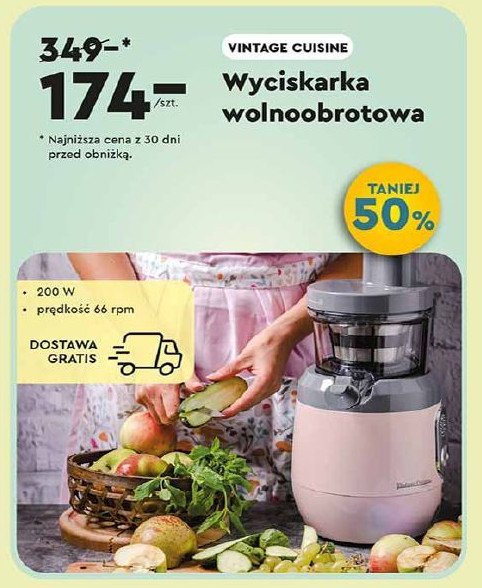 Wyciskarka wolnoobrotowa Vintage cuisine by cooking promocja
