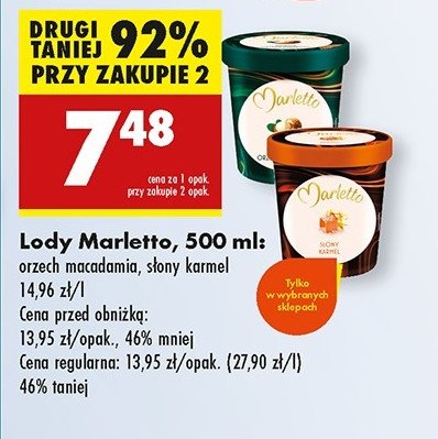 Lody wanilia-orzech makadamia Marletto promocja w Biedronka
