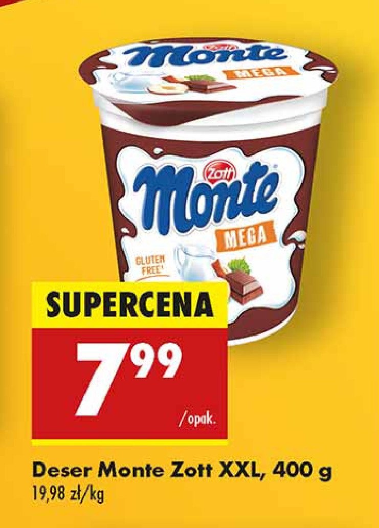 Deser mleczno-czekoladowy z orzechami Zott monte mega promocja w Biedronka