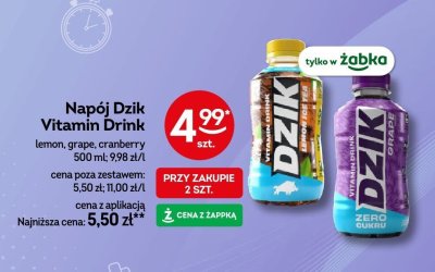 Napój Dzik Vitamin Drink lemon, grape, cranberry promocja w Żabka
