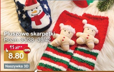 Pluszowe skarpetki świąteczne Rozm. 35/38 - 39/42 promocja w Woolworth