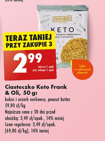 Ciasteczko keto kokos & orzechy nerkowca Frank&oli promocja w Biedronka
