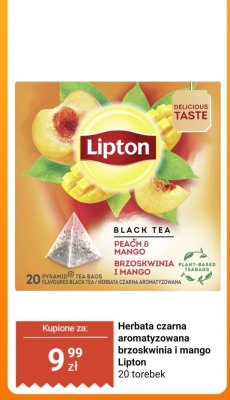 Herbata czarna aromatyzowana brzoskwinia i mango Lipton promocja w Biedronka