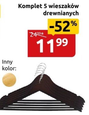 Komplet 5 wieszaków drewnianych promocja w Black Red White