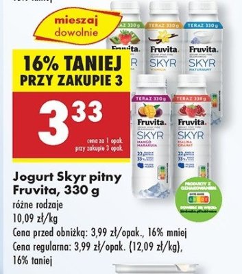 Jogurt truskawka kiwi Fruvita skyr promocja