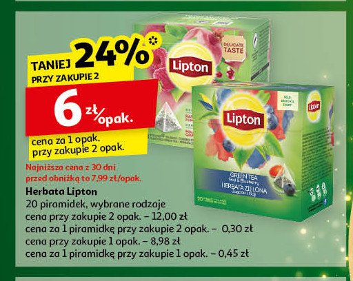 Herbata raspberry & pomegranate Lipton green tea promocja w Auchan