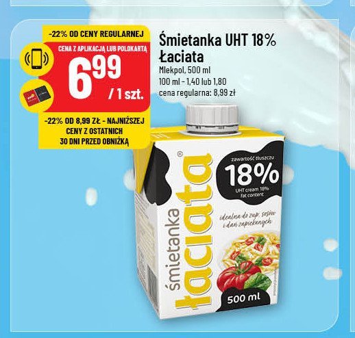 Śmietana 18% Łaciata promocja w POLOmarket