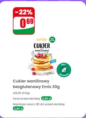 Cukier wanilinowy bezglutenowy  promocja w Dino
