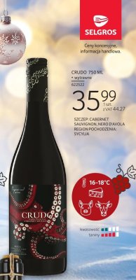 Wino czerwone CRUDO CABERNET SAUVIGNON NERO D'AVOLA promocja w Selgros