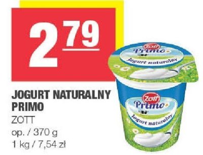 Jogurt naturalny Primo Zott promocja w SPAR