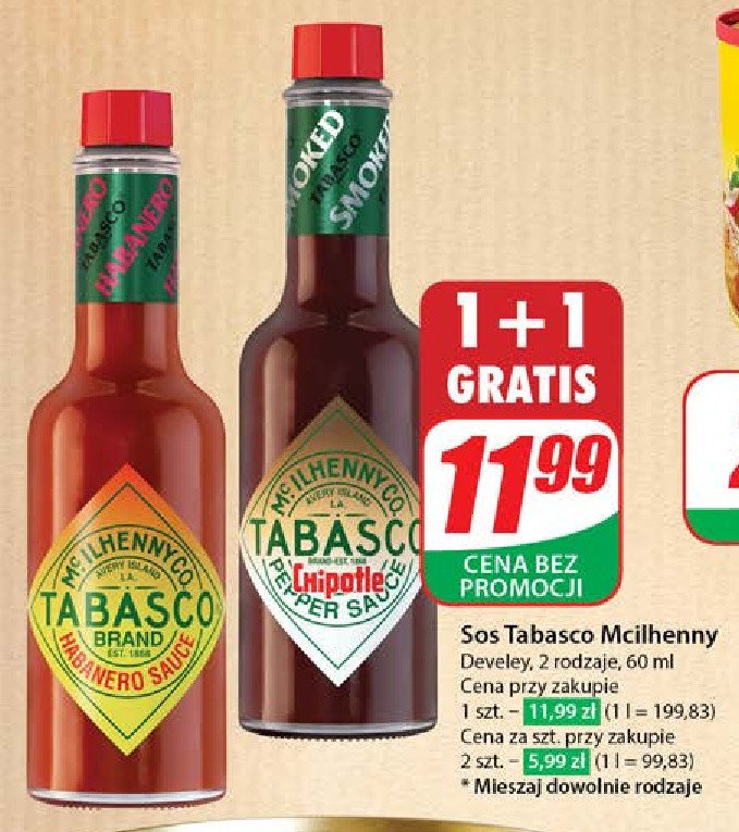 Sos chipatle pepper Tabasco promocja w Dino