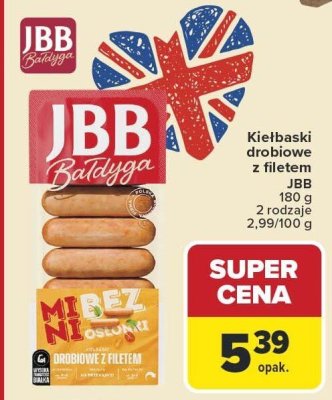 Kiełbaski drobiowe z filetem JBB promocja w Carrefour Market