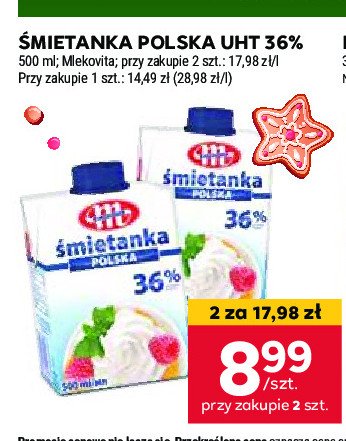 Śmietanka polska 36% Mlekovita promocja w Stokrotka