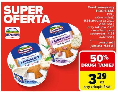 Serek kanapkowy HOCHLAND 130 g różne rodzaje promocja w Carrefour Market